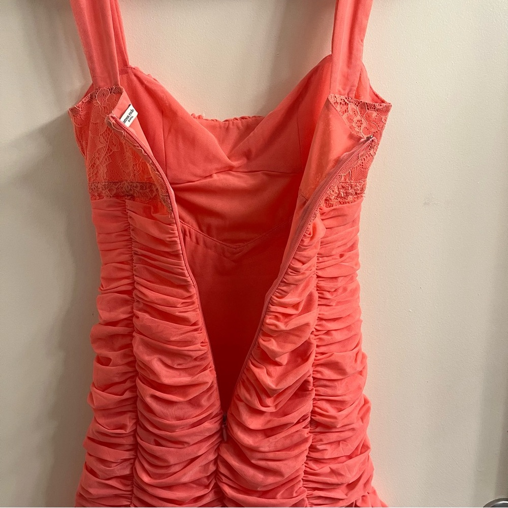 Mistress Rocks Coral Lace Ruched Mini Dress Small - Picture 9 of 12